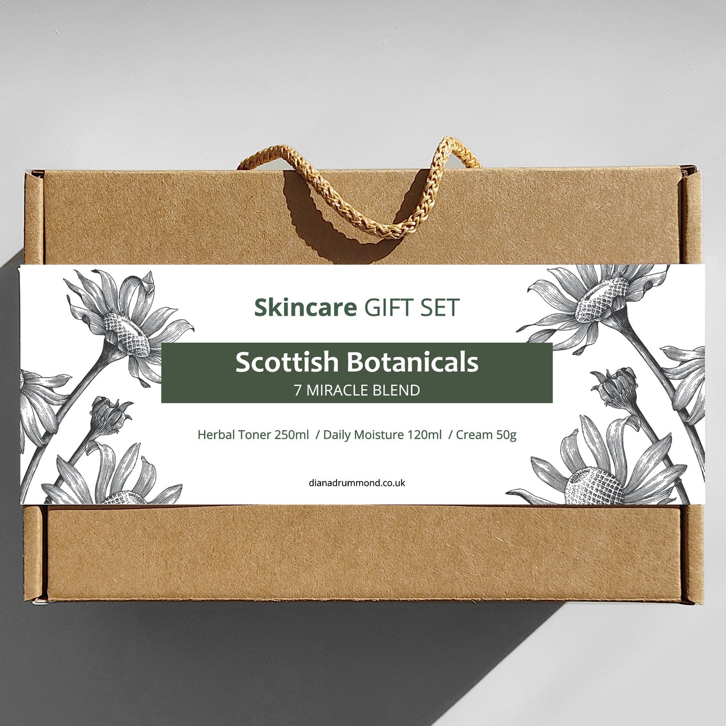 SCOTTISH BOTANICALS 7 Miracle Blend Skincare Gift Set – a premium skincare gift set featuring a blend of seven potent botanicals, designed to hydrate, nourish, and rejuvenate the skin for a radiant and youthful glow. by diana drummond