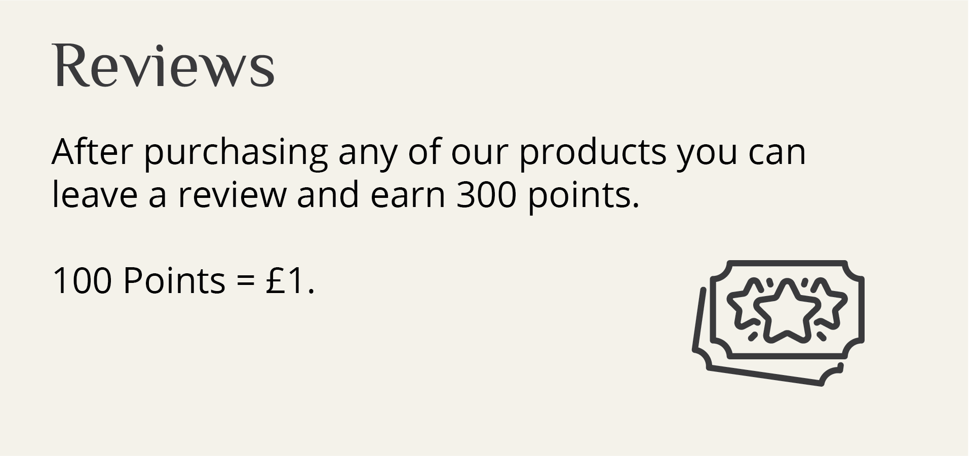 review after purchasing any of our products you can leave a review and earn 300 points.