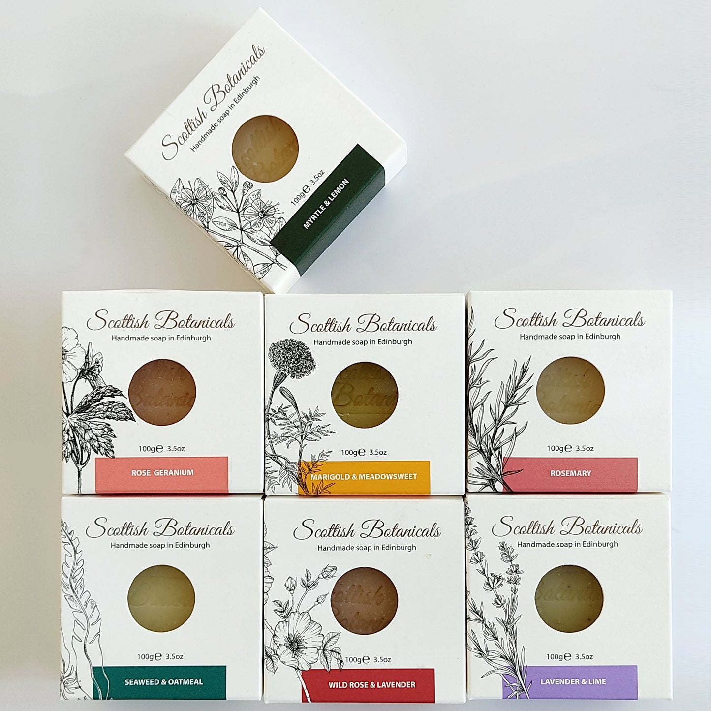 Set of 7 handcrafted vegan soaps by SCOTTISH BOTANICALS – giftset with natural scents
