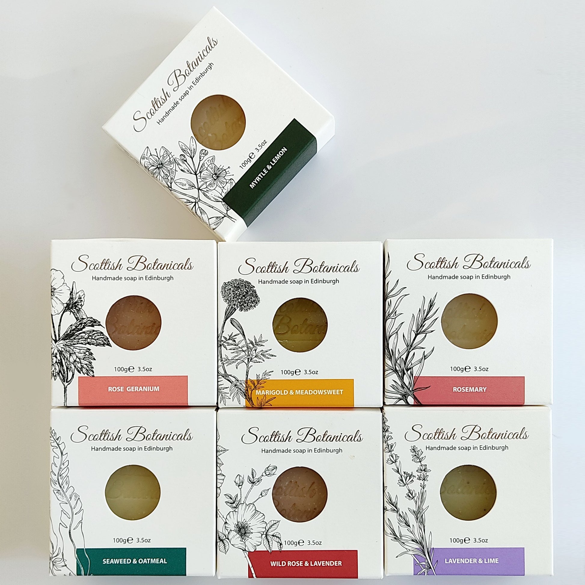 Set of 7 handcrafted vegan soaps by SCOTTISH BOTANICALS – giftset with natural scents