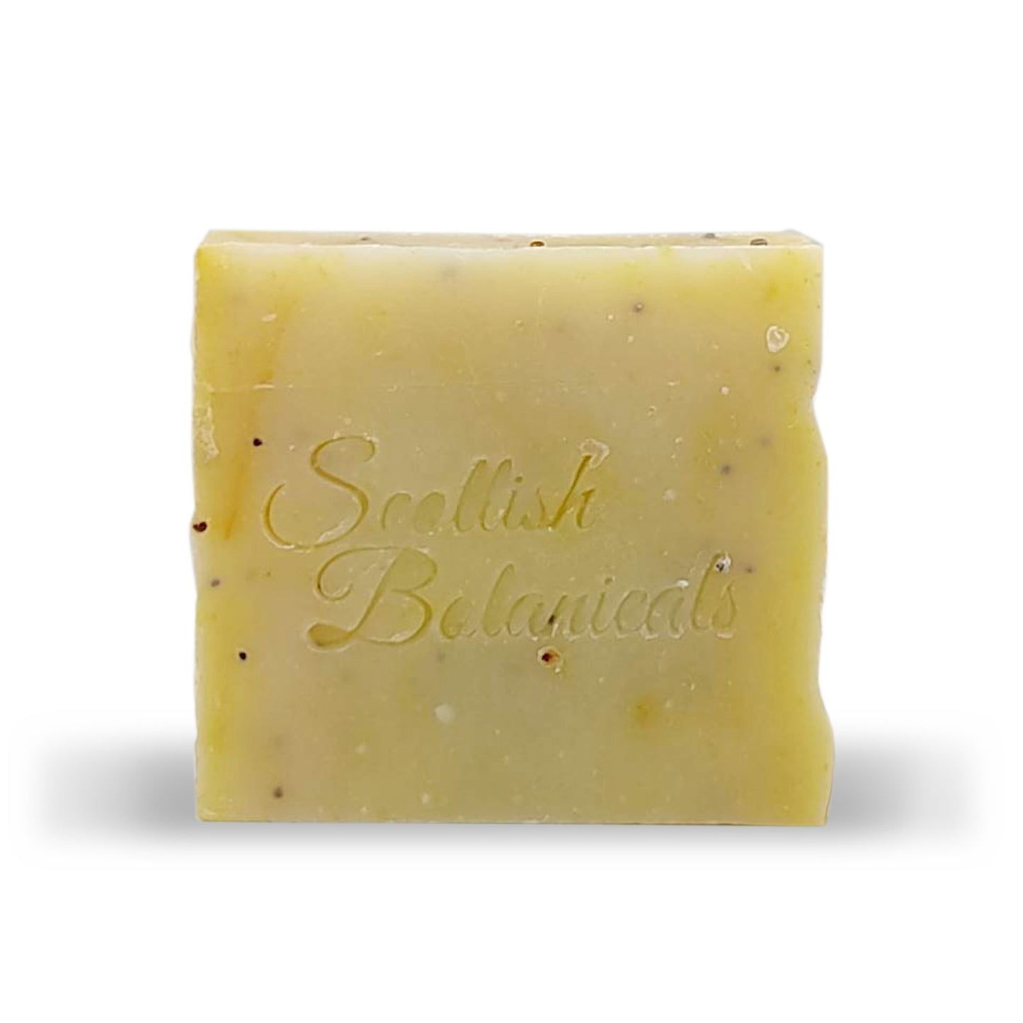 Floral-citrus artisan soap with natural swirls, made using traditional methods