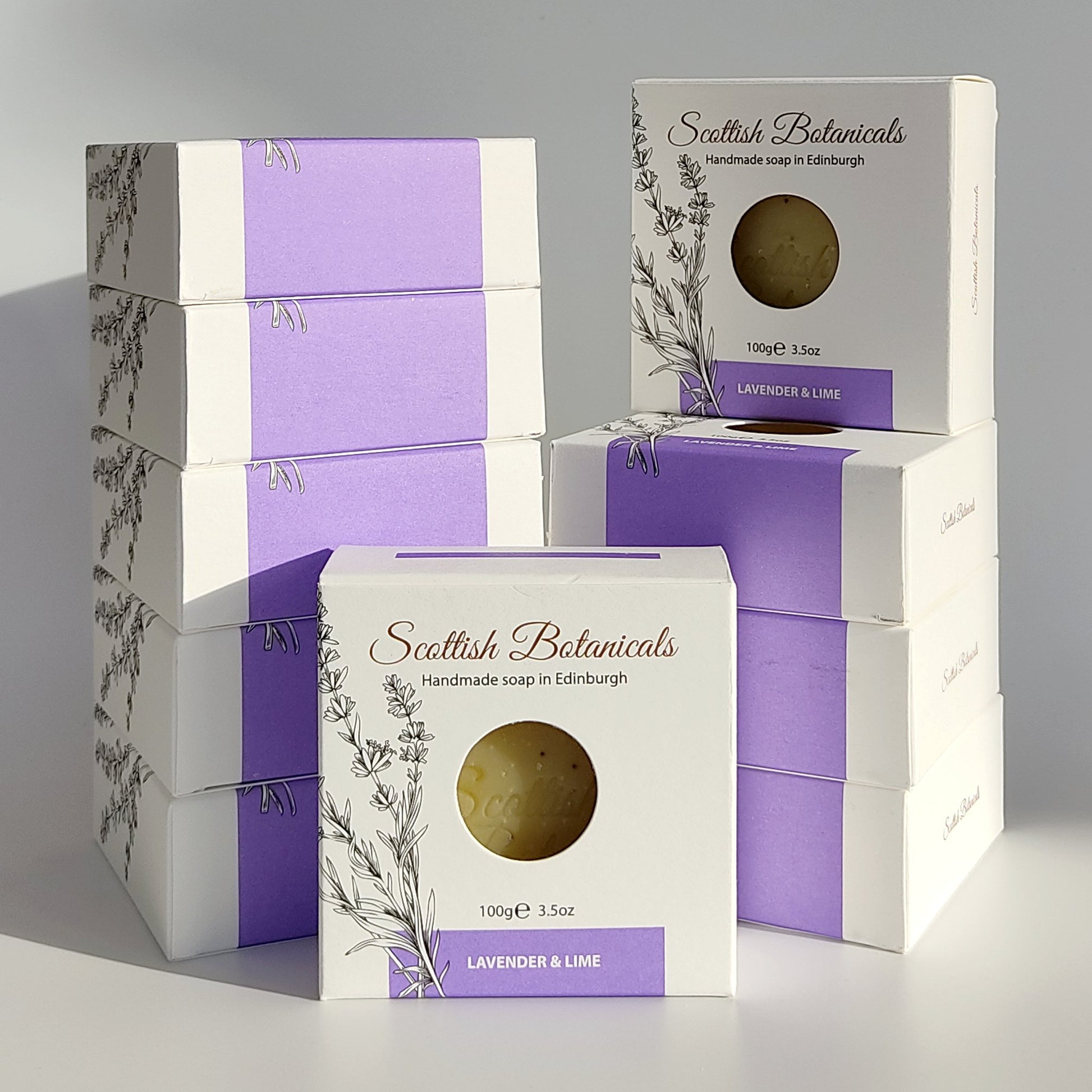 Refreshing Lavender & Lime soap set – SCOTTISH BOTANICALS vegan soaps, case of 10 bars