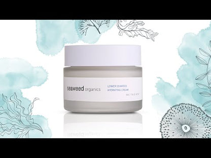 Seaweed organics Lower Seaweed Hydrating Cream with Scottish seaweed extracts. it helps soothe and smooth and maximise skin barrier strength your skin.
