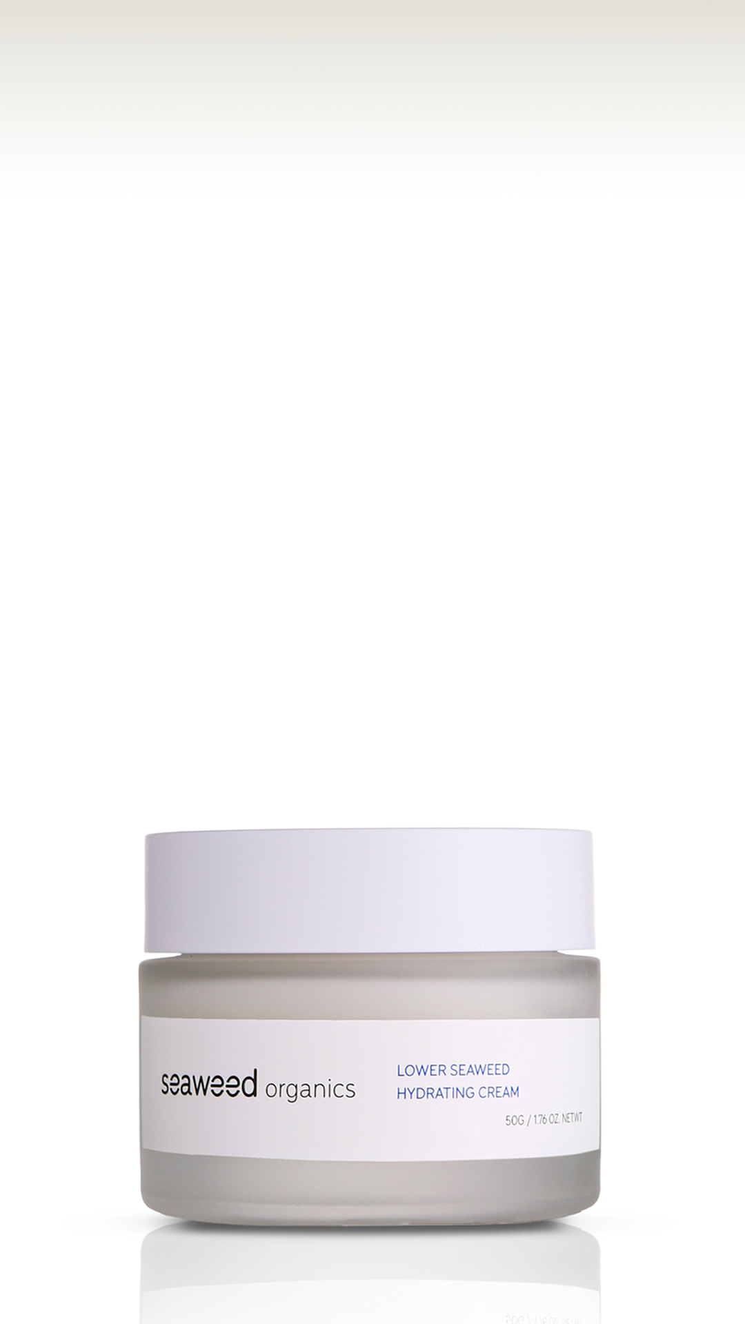 SEAWEED ORGANICS hydrating cream with a smooth, airy texture in open jar