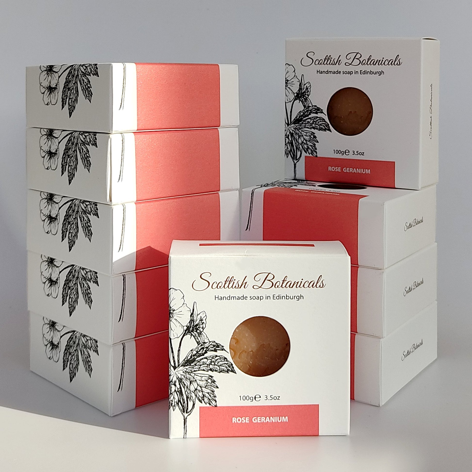 Botanical soap bundle with rose geranium scent – SCOTTISH BOTANICALS, vegan, 10 bars