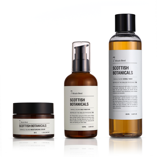Complete skincare gift set by SCOTTISH BOTANICALS – 7 Miracle Blend hydrating and soothing products
