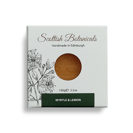 SCOTTISH BOTANICALS Myrtle and Lemon soap bar with fresh citrus scent