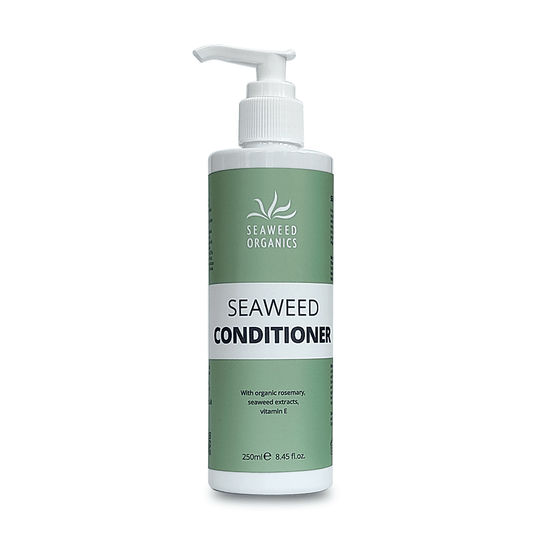 Vegan Seaweed Organics hair conditioner in 250ml pump bottle with rosemary and seaweed extracts