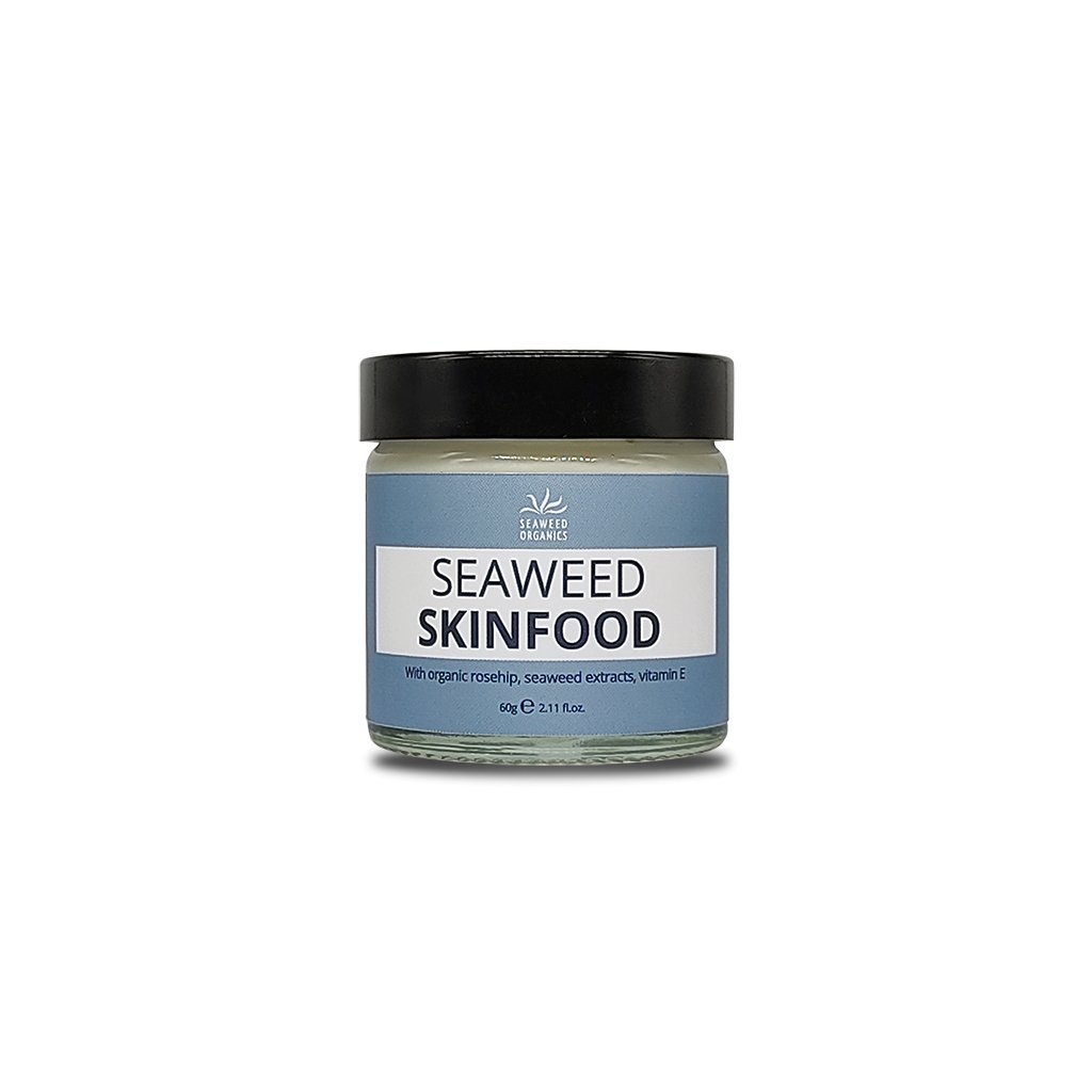 Jar of SEAWEED ORGANICS Seaweed Skinfood facial cream with creamy texture visible