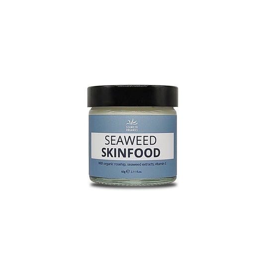 Jar of SEAWEED ORGANICS Seaweed Skinfood facial cream with creamy texture visible