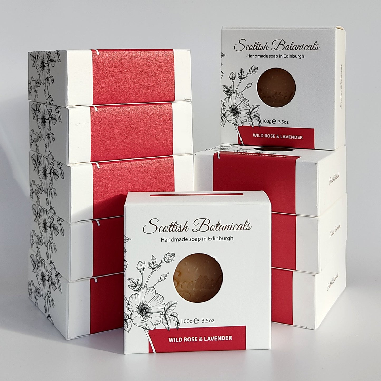 Vegan SCOTTISH BOTANICALS Wild Rose & Lavender Soap Bundle – Case of 10 bars with floral packaging