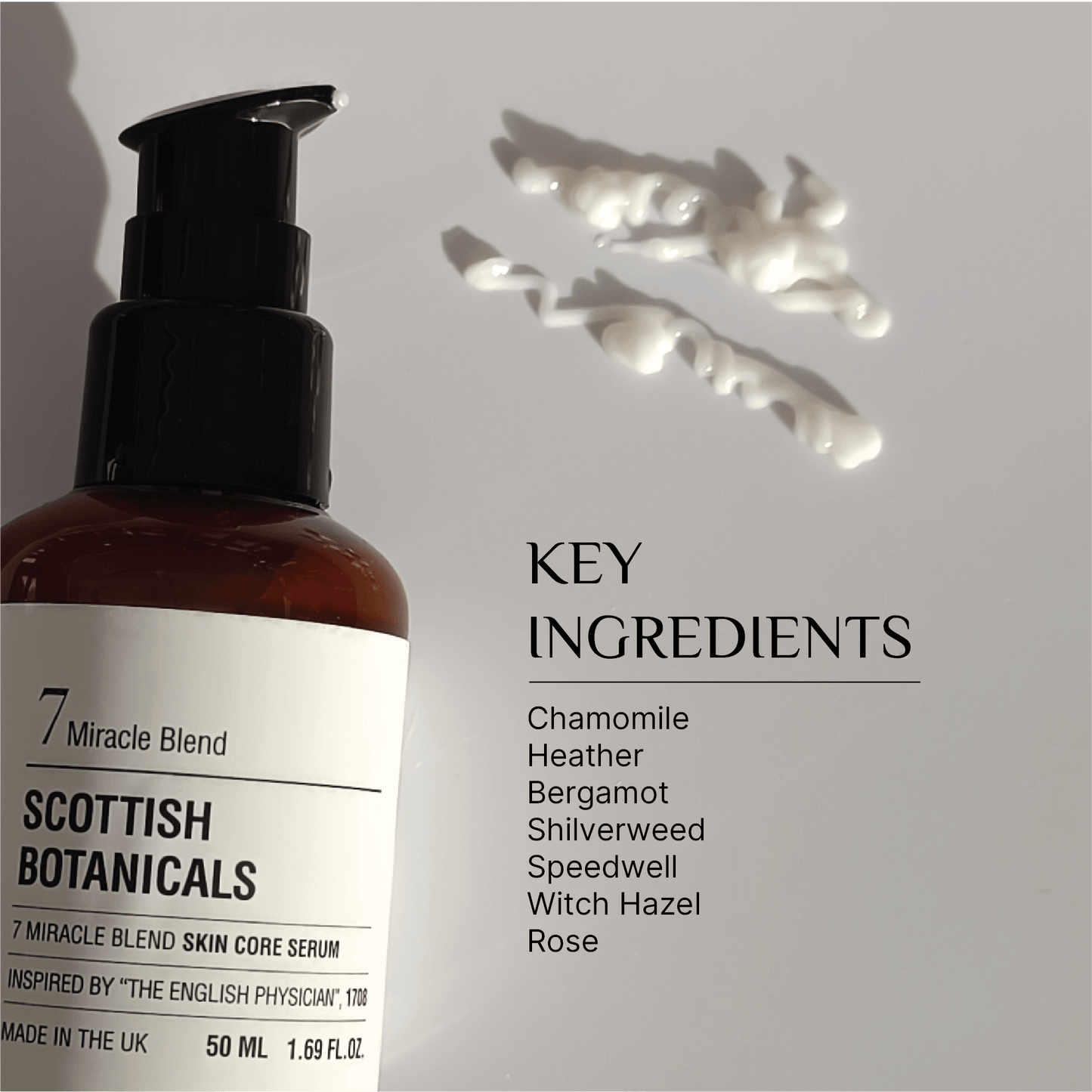 SCOTTISH BOTANICALS 7 Miracle Blend SKIN CORE SERUM – a potent serum featuring a blend of seven powerful botanicals, designed to nourish, repair, and rejuvenate the skin, promoting a radiant and youthful complexion. by diana drummond