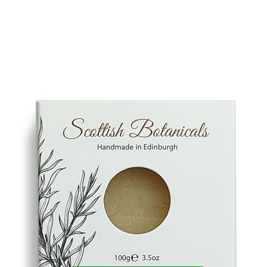 SCOTTISH BOTANICALS Rosemary Soap – an invigorating soap infused with rosemary, designed to gently cleanse and refresh the skin, leaving it feeling soft, revitalized, and subtly scented with herbal notes. by diana drummond