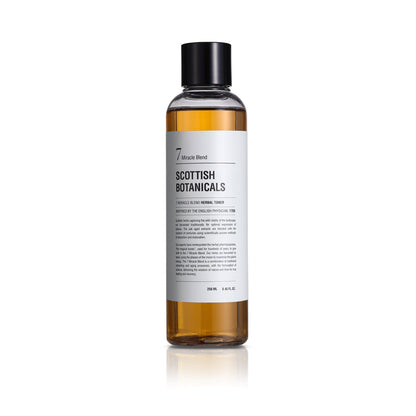 SCOTTISH BOTANICALS 7 Miracle Blend Herbal Toner – a rejuvenating toner enriched with seven potent herbal extracts, designed to balance, hydrate, and refresh the skin, leaving it smooth, revitalized, and ready for the next step in your skincare routine. by diana drummond